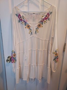 Free People Boho Embroidered Summer Dress